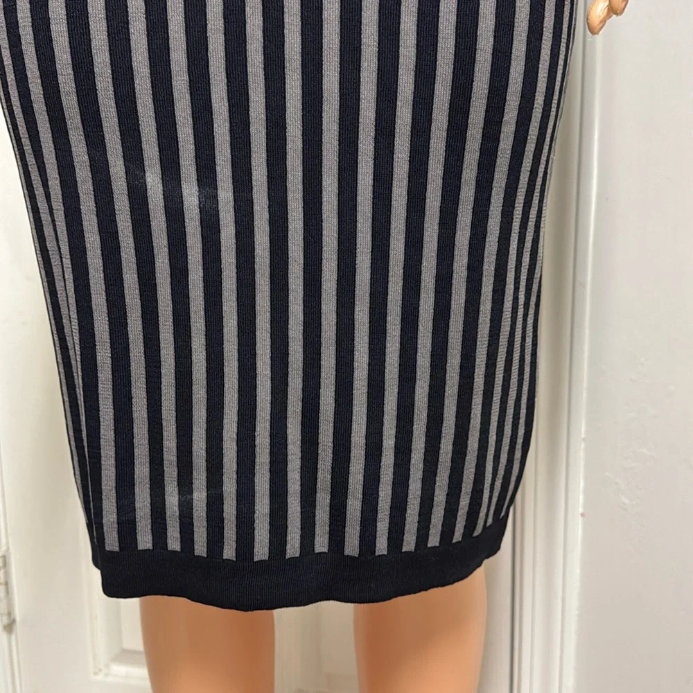 Y.A.S. Long Sleeve, Ribbed Knit Dress with Black and Grey Eegant Striped Dress - Picture 13 of 16